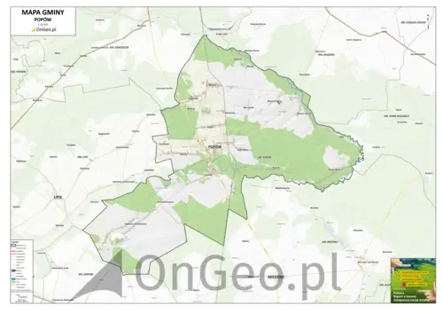 Mapa gminy Popów